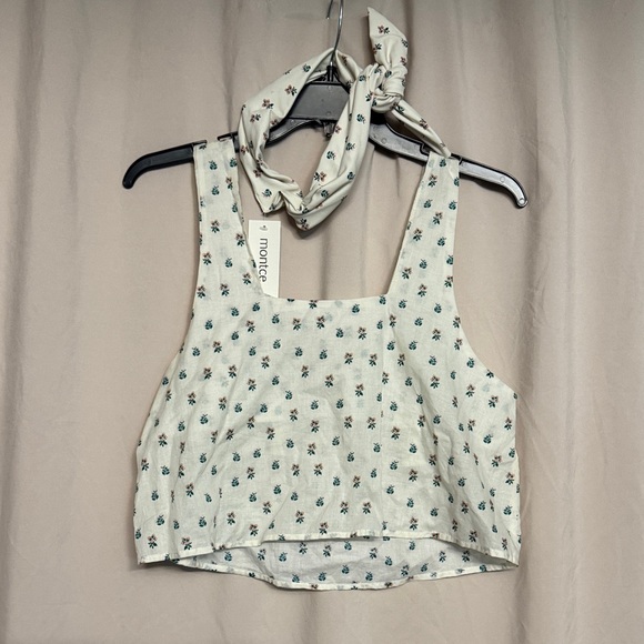 Montce Fruity Floral Crop Top and Headband, Size M, Color Ivory/Green/Pink - Picture 8 of 12